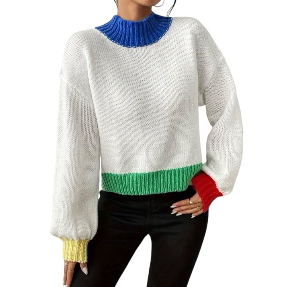 Colorblock High Neck Sweater - Picture 8 of 13